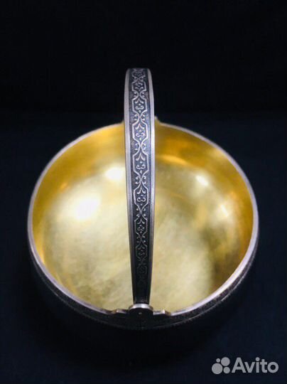 Сахарница старинная серебренная 875 пробы