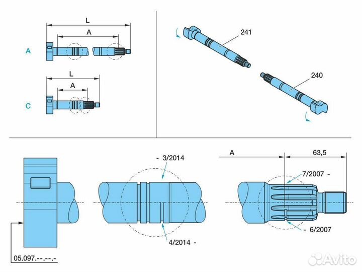 Вал тормозной левый 731*42*10 05.097.05.29.4 BPW