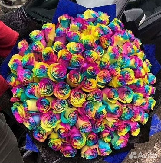 Радужные розы Цветы Доставка