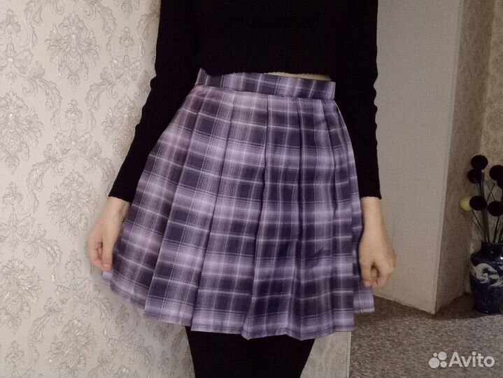 Плиссированная юбка фиолетовая