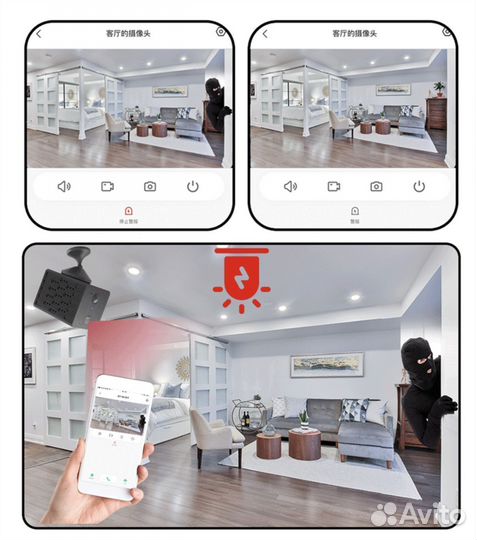 Охранная 2K мини Wi-Fi камера Full HD аккумулятор