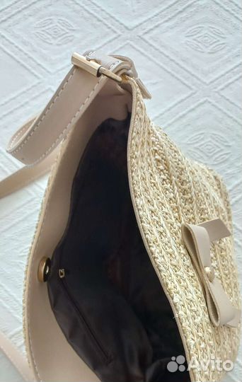 Cумка соломенная на длинной регулирующейся ручке