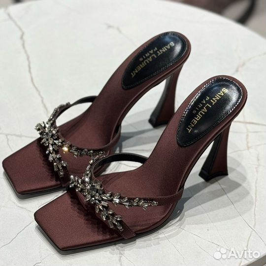 Шлепки на платформе женские Saint laurent