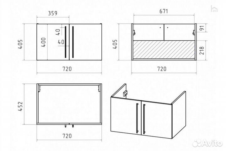 Тумба для ванной с раковиной подвесная Rock