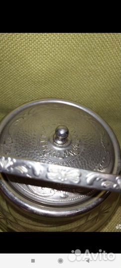 Сахарница хрусталь мельхиор