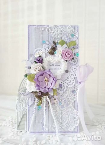 Открытка-конверт на свадьбу. Скрапбукинг