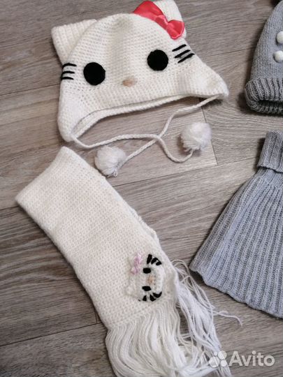 Весенние шапки, перчатки на 3-6 лет