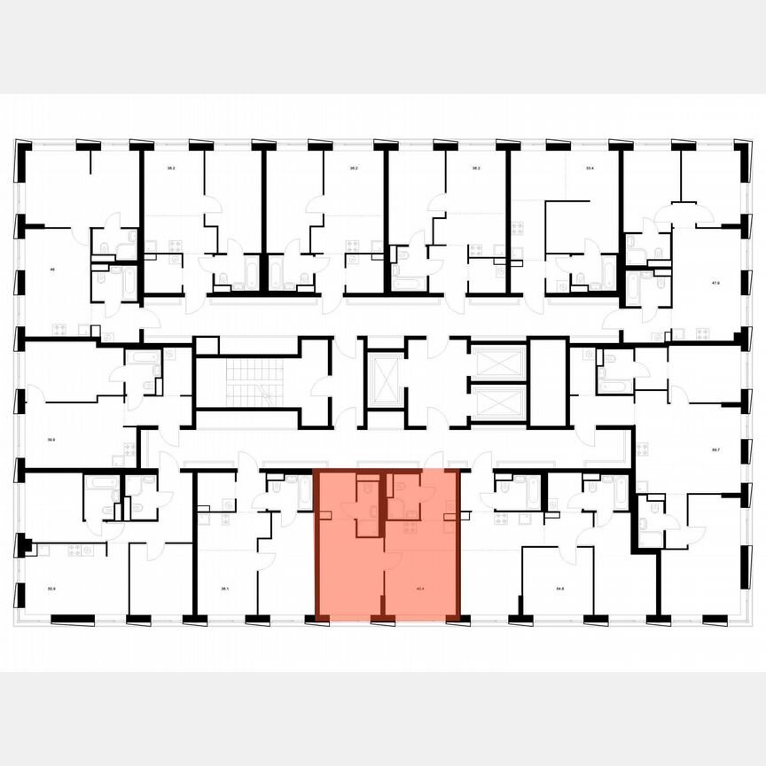 1-к. квартира, 40,4 м², 20/20 эт.