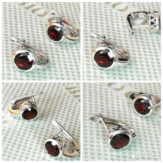 Серьги серебро гранат С292
