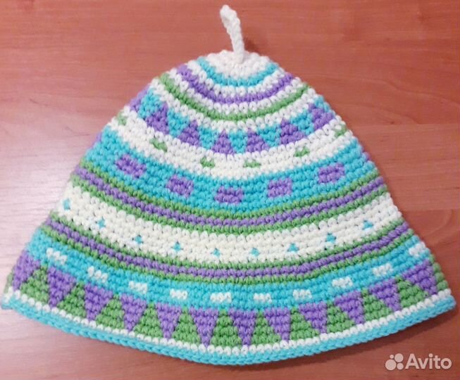 Шапка вязаная для бани и сауны