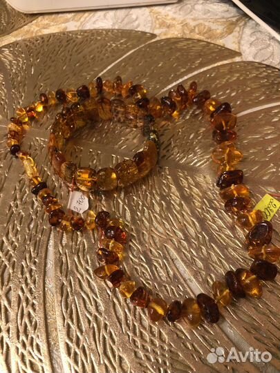 Бусы и браслет из янтаря