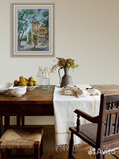 Картина маслом на холсте. Старая дача. Загородный