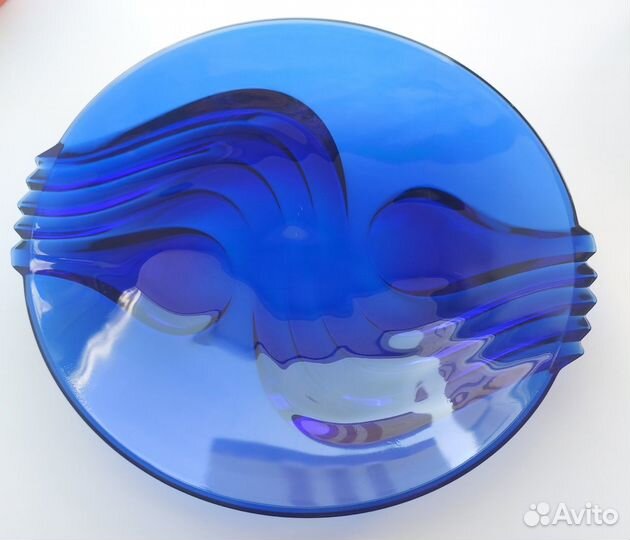 Фруктовница, салатница синее стекло