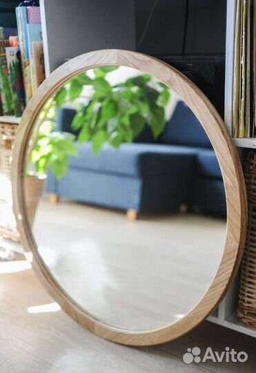 Зеркало круглое массив дерева дуб 700мм