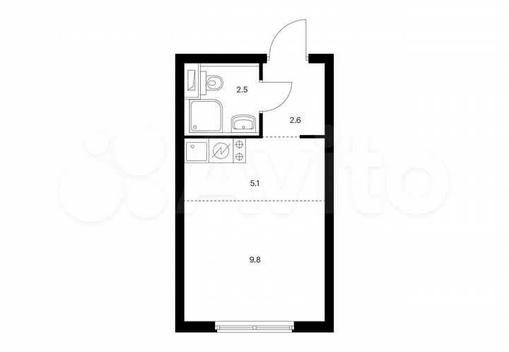 Квартира-студия, 20 м², 23/25 эт.