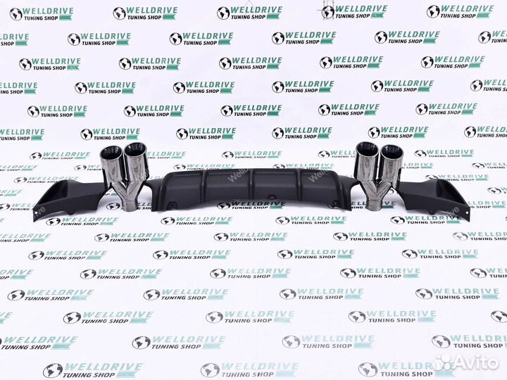 Диффузор задний BMW 4 F32 F36 2+2 насадки хром