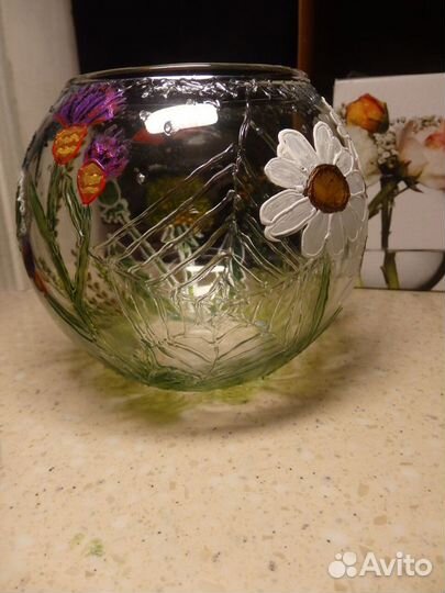 Ваза, подсвечник витражная роспись