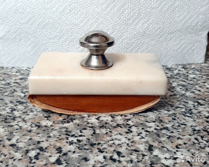 Пресс - папье СССР мрамор дерево металл