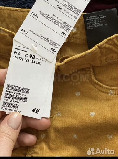 Брюки/легинсы вельветовые новые h&m на девочку