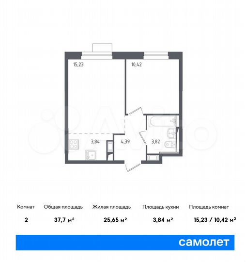 2-к. квартира, 37,7 м², 12/12 эт.