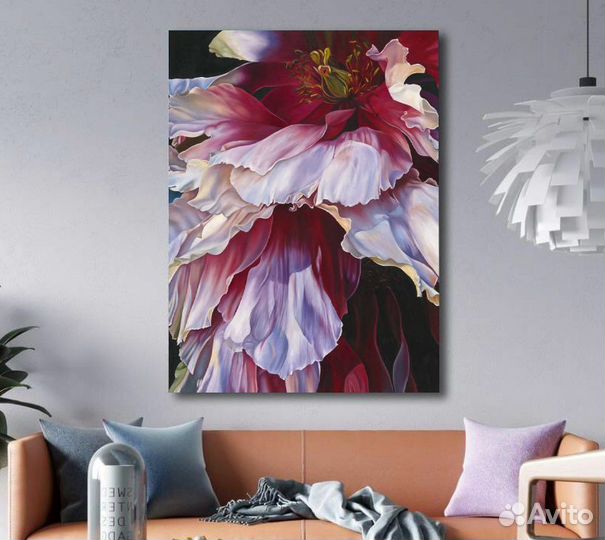 Стильная картина маслом на холсте. Цветы маслом
