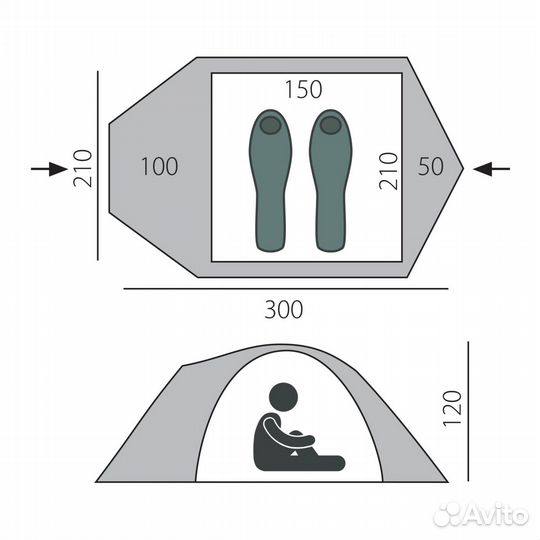 Палатка BTrace Challenge 2 (210*300*120) Зеленый