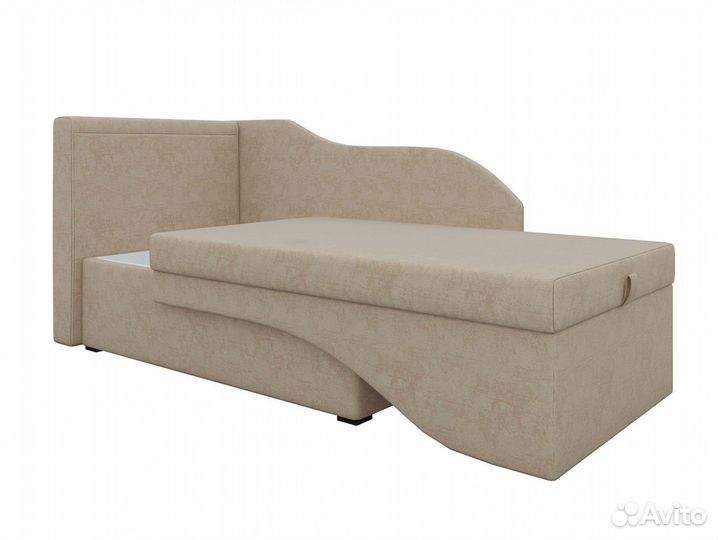 Кушетка Гармония левая, микровельвет, бежевый