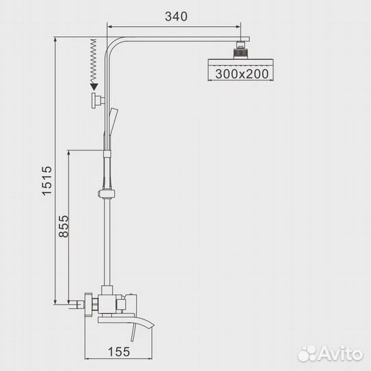 Душевая система Rose R1556F, белый/хром