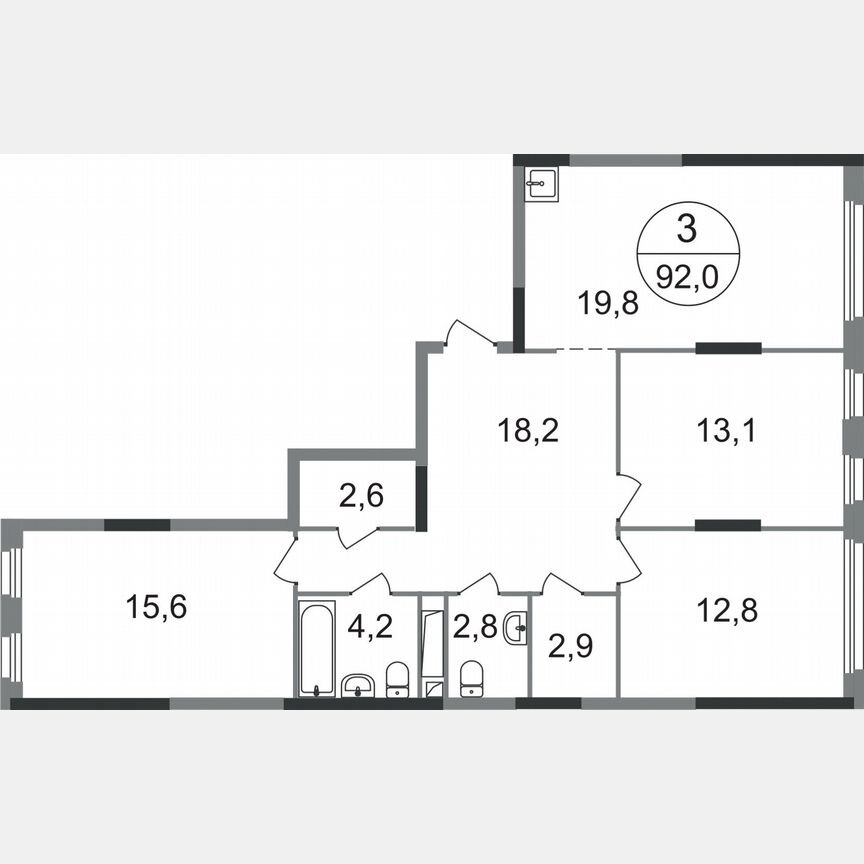 3-к. квартира, 92 м², 7/17 эт.