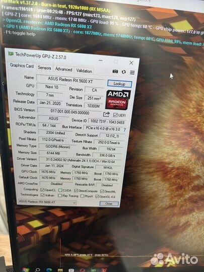 Asus RX 5600XT Strix 6гб