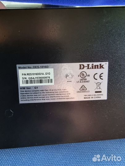 Коммутатор D-Link DES-1016D