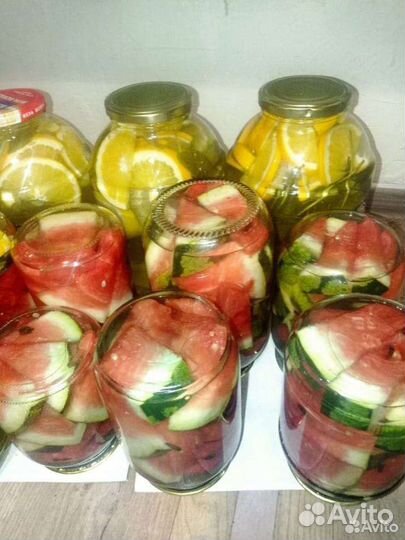 Капуста,компот, соленья,арбуз