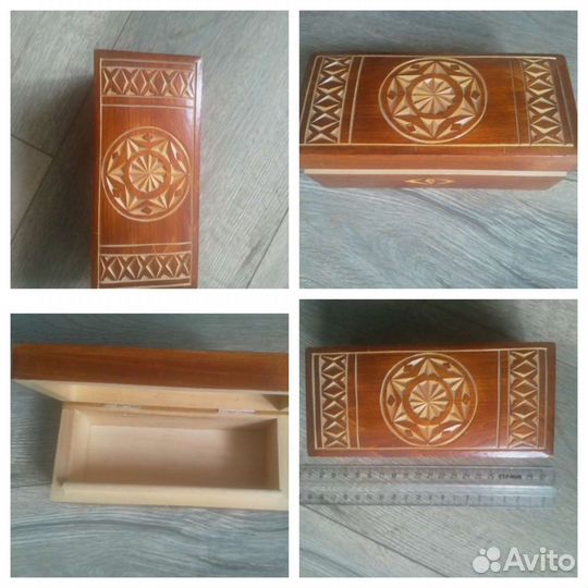 Шкатулка для украшений, Федоскино, дерево, фарфор