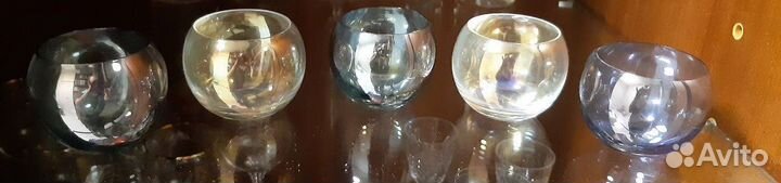 Бокалы круглые, цветное стекло, ЧССР, Bohemia