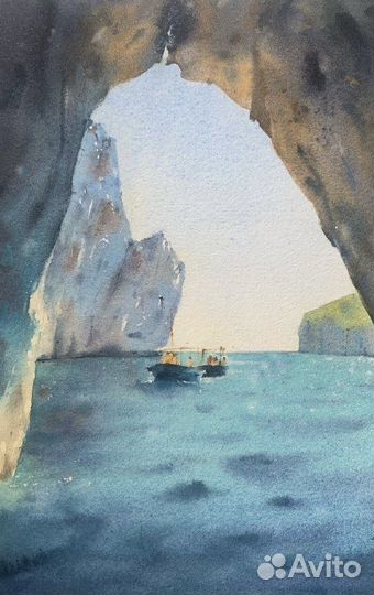 Картины акварель море