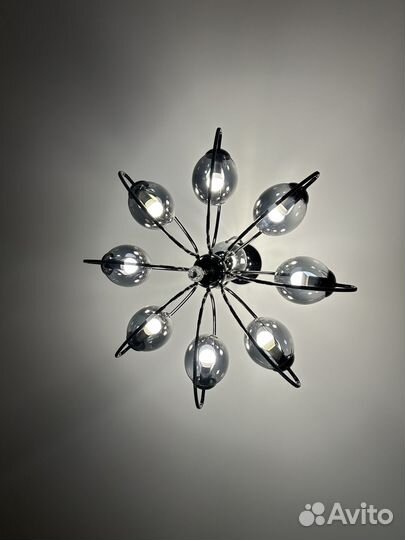 Люстра потолочная, 9 ламп (черное зеркало)