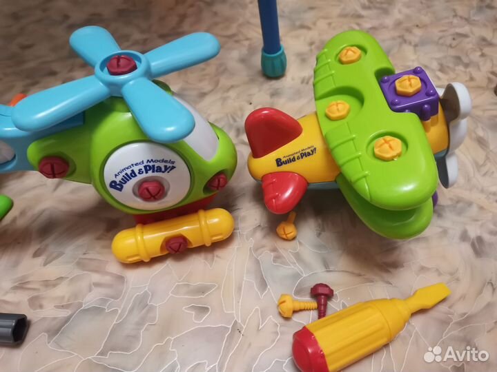 Конструктор самолёт и вертолёт с шуруповертом и др