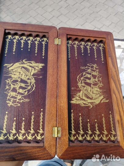 Нарды ручной работы дерево кожа Парусник Орёл