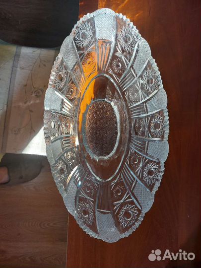 Хрустальная ладья ссср.ваза для фруктов огромная