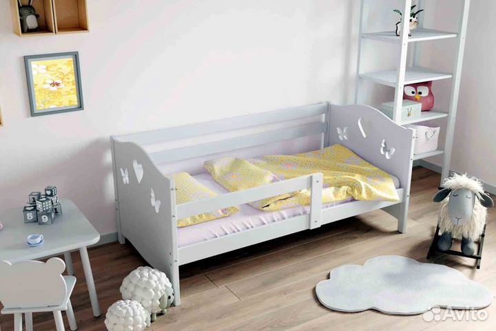 Кроватка от 2х лет сингл берёза с бортиком