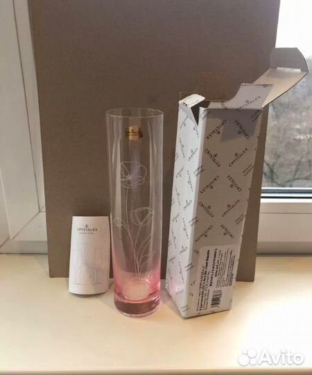 Ваза из богемского стекла (Чехия) новая в коробке