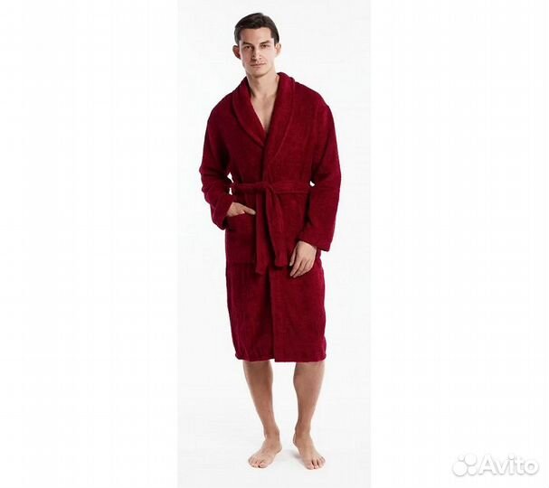 Халат махровый мужской Home One бордовый, размер 4