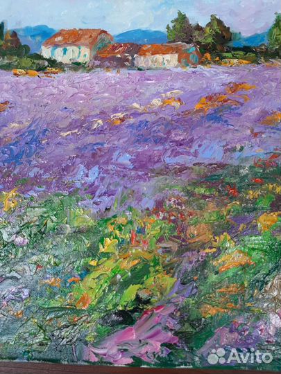 Лавандовое поле картина маслом лаванда