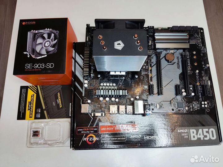 Комплект: Ryzen 5700g, B450, 16Gb, кулер