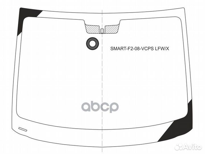 Стекло лобовое + дд smart FOR TWO 3D HBK 07-15