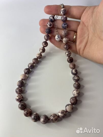 Розовые бусы стекло 45 см