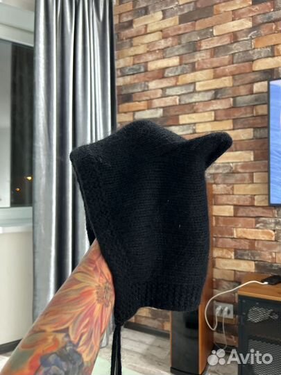 Шапка чепчик с ушами из ангоры