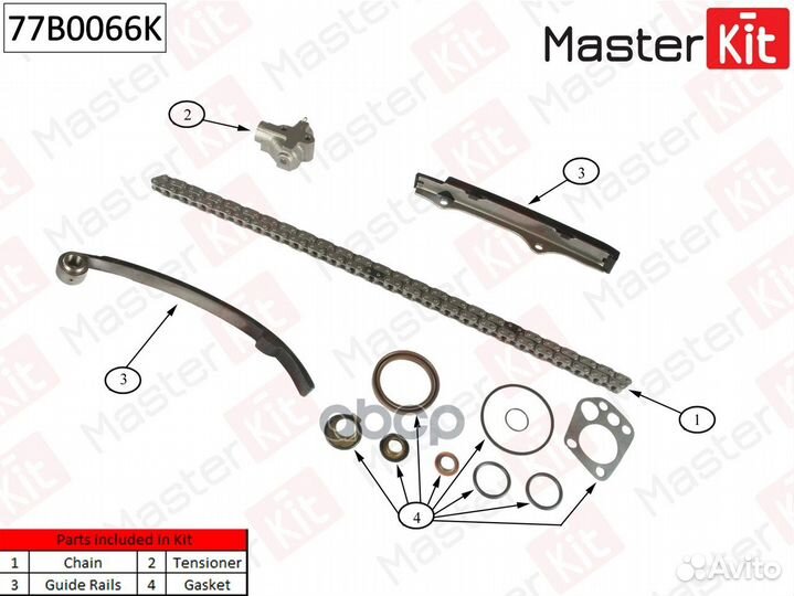 Комплект цепи грм (без звездочек) 77B0066K Mast