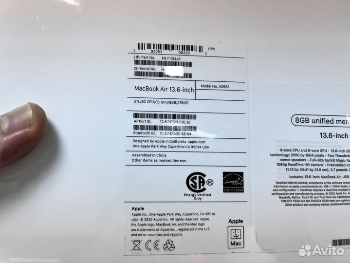 MacBook Air 13.3 M2 8/256Gb NEW