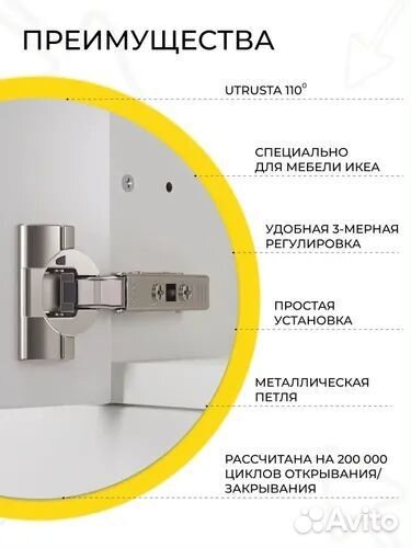 Петли мебельные с доводчиком Икеа 2 шт